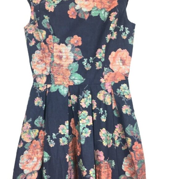 American Rag Cie Navy Floral Sleeveless Ruffle Fit & Flare Summer Dress Sz Sm - Picture 5 of 5